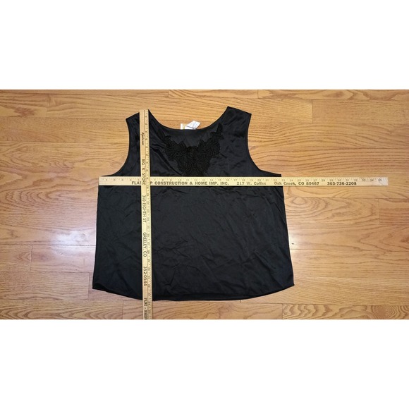 Vintage ROAMANS Black Sleeveless lingerie Lace‎ Neck Tank Top Plus Size 3X - Picture 2 of 4